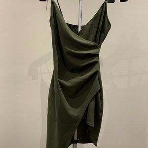 XS Mini Wrap Dress Dark Green